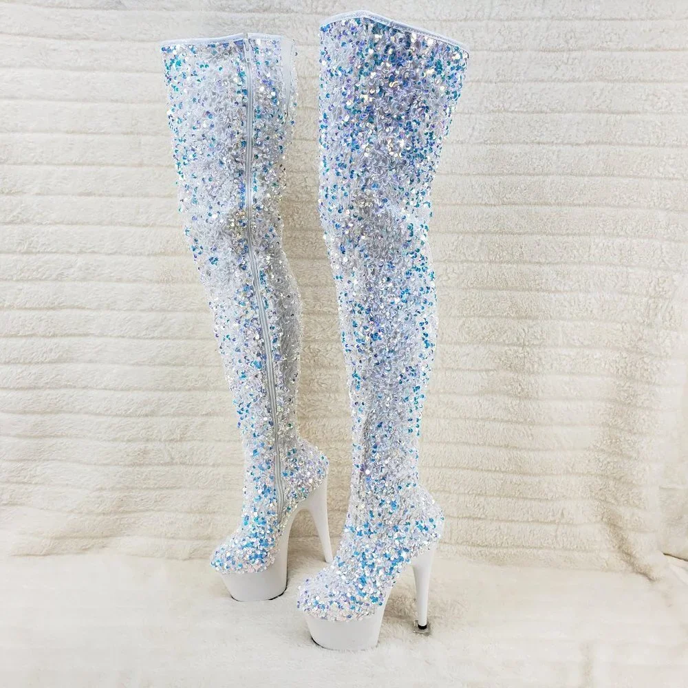 White Ice Multi Stretch Sequin Platform 7